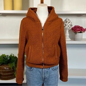 Reflex Cozy Teddy Bear Sherpa Cropped Hoodie Jacket M